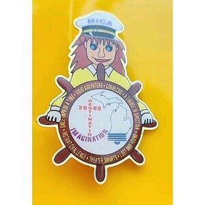 MI DI Pin Destination Imagination Pinback 2003 Captain Michigan OM201